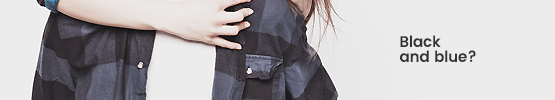 Banner: black and blue outfits