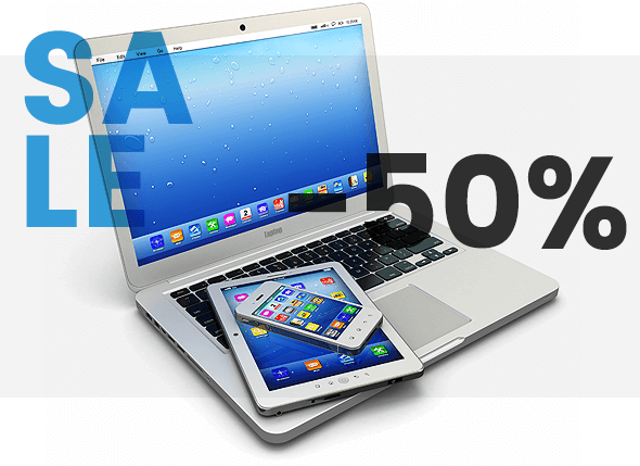 Banner: check all products on sale, up to 50% off