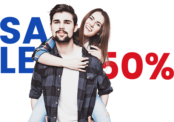 Banner: check all products on sale, up to 50% off
